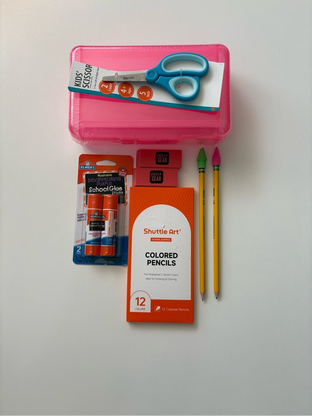 Kids Colored Pencils & Craft Kit in Pink Carry Case